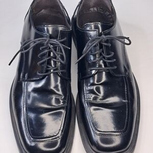 ALFANI Men's Black Lace Up Sqaure Toe Dress Shoes MADE IN ITALY SIZE 8.5